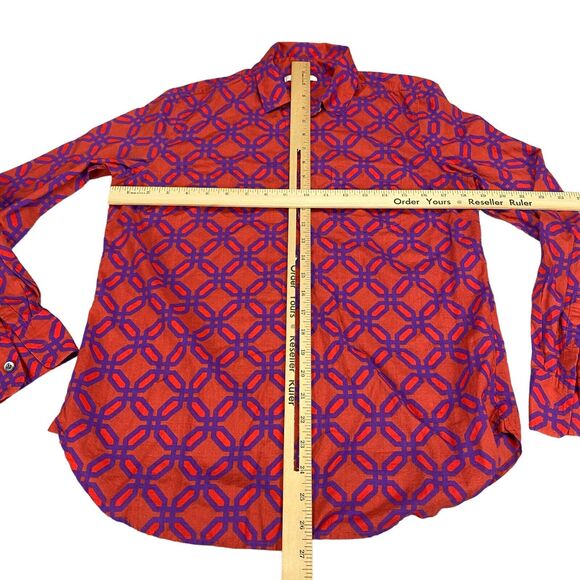 J.CREW Shirt Women's Size 4 Geometric Cotton Collared Button Down - Picture 5 of 13